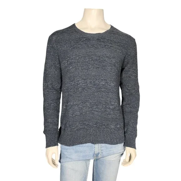 VTG ACA JOE Knitted Pullover Crewneck Sweater Size Large Steel Blue 100% Cotton - Picture 2 of 8